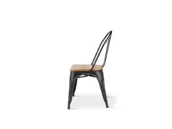 KOSMI - Lot De 4 Chaises En Métal Noir Mat Et Assise En Bois Clair - Style Industriel -Mobilia Boutique chaise 21142135
