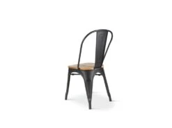 KOSMI - Lot De 4 Chaises En Métal Noir Mat Et Assise En Bois Clair - Style Industriel -Mobilia Boutique chaise 21142137