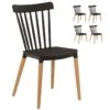 KOSMI - Lot De 4 Chaises Noires Style Scandinave à Barreaux Modèle Pop Avec Coque En Résine Noire Et Pieds En Bois Naturel -Mobilia Boutique chaise 21142291
