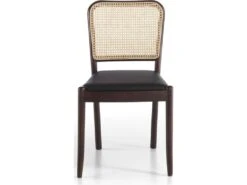 Chaise Bois Massif Assise Rembourrée Simili Dossier En Rotin -Mobilia Boutique chaise 21177733