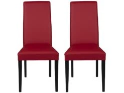 Lot De 6 Chaises TACOMA - Simili Rouge & Pieds Noirs -Mobilia Boutique chaise 212149