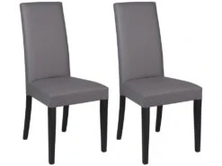 Lot De 6 Chaises TACOMA - Simili Gris & Pieds Noirs -Mobilia Boutique chaise 212161
