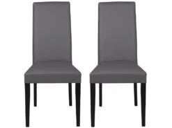 Lot De 6 Chaises TACOMA - Simili Gris & Pieds Noirs -Mobilia Boutique chaise 212163