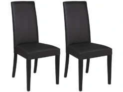 Lot De 6 Chaises TACOMA - Simili Noir & Pieds Noirs -Mobilia Boutique chaise 212189