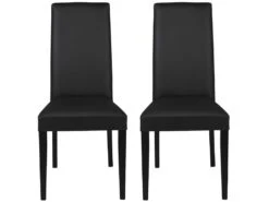 Lot De 6 Chaises TACOMA - Simili Noir & Pieds Noirs -Mobilia Boutique chaise 212191
