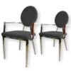 Lot De 2 Fauteuil Médaillon Acier Et Velours Style Baroque - Couleurs - Velours Noir -Mobilia Boutique chaise 21241977