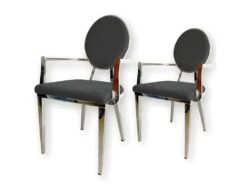 Lot De 2 Fauteuil Médaillon Acier Et Velours Style Baroque - Couleurs - Velours Noir -Mobilia Boutique chaise 21241979