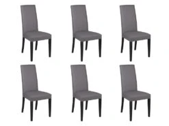 Lot De 6 Chaises TACOMA - Simili Gris & Pieds Noirs -Mobilia Boutique chaise 212679