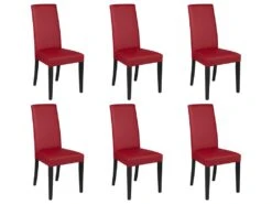 Lot De 6 Chaises TACOMA - Simili Rouge & Pieds Noirs -Mobilia Boutique chaise 212683