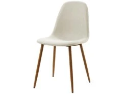 Lot De 2 Chaises Moderne Avec Revêtement En Tissu Blanc Pieds En Métal