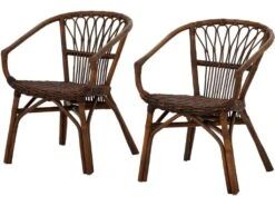 Lot De 2 Chaises De Salle à Manger En Rotin Marron -Mobilia Boutique chaise 21556691