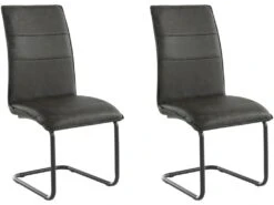 Lot De 2 Chaises De Salle à Manger Rembourrées En PU Anthracite -Mobilia Boutique chaise 21687019