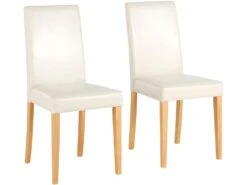 Lot De 2 Chaises De Salle à Manger En PU Crème Avec Pieds En Pin -Mobilia Boutique chaise 21687721