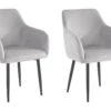 Lot De 2 Chaises De Salle à Manger Rembourrées En Velours Gris Clair -Mobilia Boutique chaise 21687855