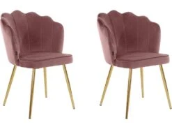 Ensemble De 2 Chaises De Salle à Manger Rembourrées En Velours Rose -Mobilia Boutique chaise 21690929
