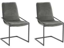 Lot De 2 Chaises De Salle à Manger Rembourrées En Velours Gris -Mobilia Boutique chaise 21693061