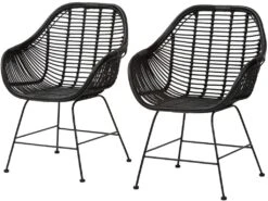 Lot De 2 Chaises De Salle à Manger En Rotin Noir -Mobilia Boutique chaise 21699433