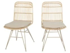 Uyuni - Lot De 2 Chaises Design En Rotin Pieds Beiges - Couleur - Naturel