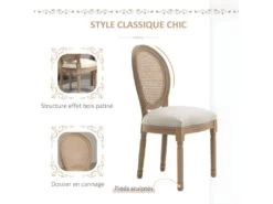 Lot De 2 Chaises Louis XVI Cannage VERSAILLES Lin Beige -Mobilia Boutique chaise 21988549