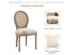 Lot De 2 Chaises Louis XVI Cannage VERSAILLES Lin Beige -Mobilia Boutique chaise 21988551