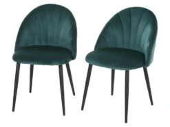 Lot De 2 Chaises COLIBRI Velours Vert