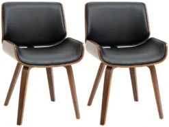 Lot De 2 Chaises Vintage TRALEE Aspect Bois De Noyer