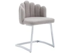 Lot De 2 Chaises Godole - Structure En L - Dossier En Forme De Pétale - Cachemire - Gris & Argent -Mobilia Boutique chaise 22125351