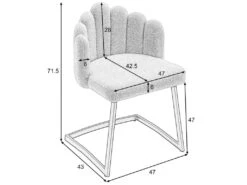 Lot De 2 Chaises Godole - Structure En L - Dossier En Forme De Pétale - Cachemire - Gris & Argent -Mobilia Boutique chaise 22125357