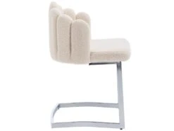 Lot De 2 Chaises Godole - Structure En L - Dossier En Forme De Pétale - Cachemire - Beige & Argent -Mobilia Boutique chaise 22125371