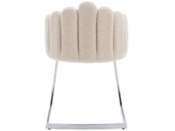 Lot De 2 Chaises Godole - Structure En L - Dossier En Forme De Pétale - Cachemire - Beige & Argent -Mobilia Boutique chaise 22125373