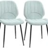 Lot De 2 Chaises De Salle à Manger En Velours Avec Dossier, Assise Rembourrée Et Pieds En Acier Vert Et Noir -Mobilia Boutique chaise 22167601