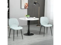 Lot De 2 Chaises De Salle à Manger En Velours Avec Dossier, Assise Rembourrée Et Pieds En Acier Vert Et Noir -Mobilia Boutique chaise 22167607