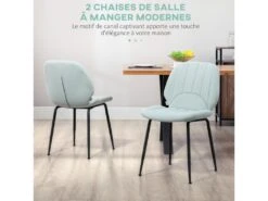 Lot De 2 Chaises De Salle à Manger En Velours Avec Dossier, Assise Rembourrée Et Pieds En Acier Vert Et Noir -Mobilia Boutique chaise 22167609