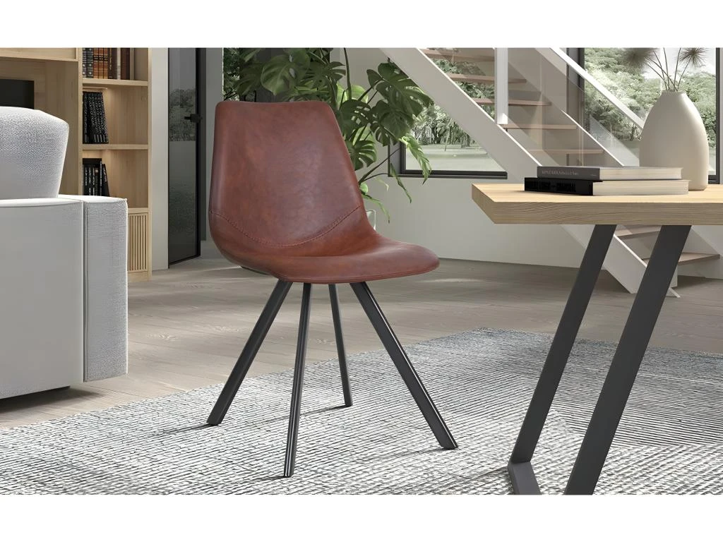 Chaise EMET PU Brun Foncé, Dimension H83 X L46 X P60 Cm, Idéal Pour Votre Cuisine Ou Salle à Manger 4 Chaise EMET PU Brun Foncé, Dimension H83 X L46 X P60 Cm, Idéal Pour Votre Cuisine Ou Salle à Manger – Image 2