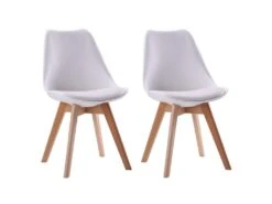 Lot De 2 Chaises Scandinaves NORA Blanches Avec Coussin - HAPPY GARDEN -Mobilia Boutique chaise 22365951