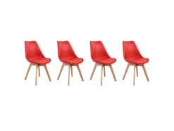Lot De 4 Chaises Scandinaves NORA Rouge Avec Coussin - HAPPY GARDEN -Mobilia Boutique chaise 22366441