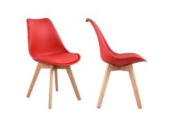 Lot De 4 Chaises Scandinaves NORA Rouge Avec Coussin - HAPPY GARDEN -Mobilia Boutique chaise 22366443