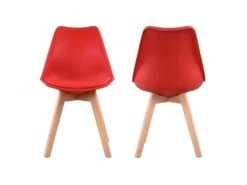 Lot De 4 Chaises Scandinaves NORA Rouge Avec Coussin - HAPPY GARDEN -Mobilia Boutique chaise 22366445