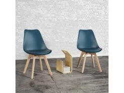 Lot De 4 Chaises Scandinaves NORA Bleues Avec Coussin - HAPPY GARDEN -Mobilia Boutique chaise 22366461