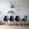 Lot De 4 Chaises Scandinaves NORA Noires Avec Coussin - HAPPY GARDEN -Mobilia Boutique chaise 22366463