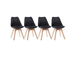 Lot De 4 Chaises Scandinaves NORA Noires Avec Coussin - HAPPY GARDEN -Mobilia Boutique chaise 22366465