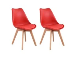 Lot De 2 Chaises Scandinaves NORA Rouge Avec Coussin - HAPPY GARDEN -Mobilia Boutique chaise 22366477