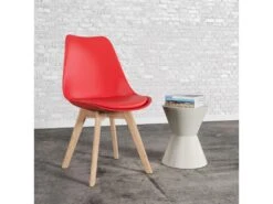 Lot De 2 Chaises Scandinaves NORA Rouge Avec Coussin - HAPPY GARDEN -Mobilia Boutique chaise 22366485