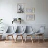 Lot De 4 Chaises Scandinaves NORA Grises Avec Coussin - HAPPY GARDEN -Mobilia Boutique chaise 22366487