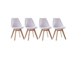 Lot De 4 Chaises Scandinaves NORA Blanches Avec Coussin - HAPPY GARDEN -Mobilia Boutique chaise 22366501