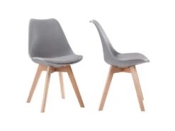 Lot De 2 Chaises Scandinaves NORA Grises Avec Coussin - HAPPY GARDEN -Mobilia Boutique chaise 22366515