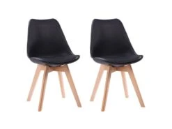 Lot De 2 Chaises Scandinaves NORA Noires Avec Coussin - HAPPY GARDEN -Mobilia Boutique chaise 22366525