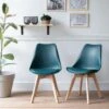 Lot De 2 Chaises Scandinaves NORA Bleues Avec Coussin - HAPPY GARDEN -Mobilia Boutique chaise 22366535