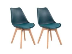 Lot De 2 Chaises Scandinaves NORA Bleues Avec Coussin - HAPPY GARDEN -Mobilia Boutique chaise 22366537