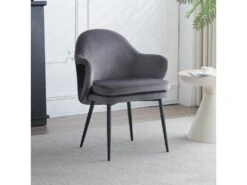 Chaise - Coutures En Tissu Et Cuir PU - Siège Amovible - Gris